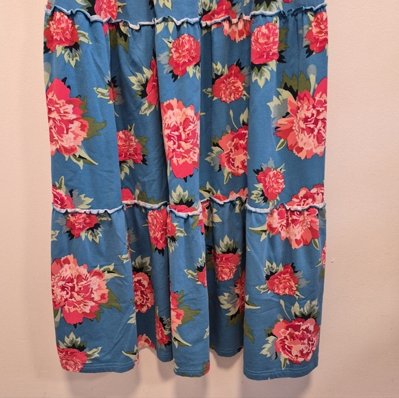 Matilda Jane No End Maxi Dress Teal Floral Sundress Tiered Long Women's Sz Large - Picture 9 of 11